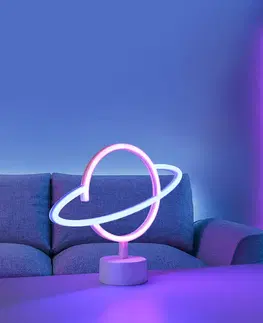 Vnútorné dekoratívne svietidlá JUST LIGHT. Stolová LED lampa Neon Saturn napájanie na batérie