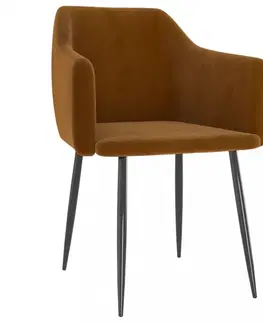 Jedálenské stoličky a kreslá Jedálenská stolička 2 ks zamat / kov Dekorhome Svetlozelená