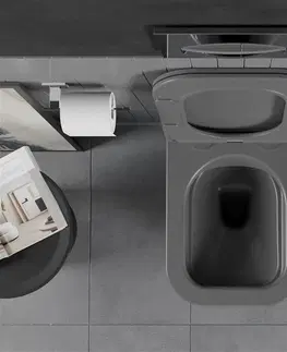 Záchody MEXEN - Teo Závesná WC misa vrátane sedátka s slow-slim, z duroplastu, temná šedá mat 30854071