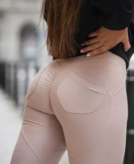 Dámske klasické nohavice Legíny Nebbia Lifting Effect Bubble Butt 587 Cream - S