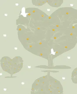 Tapety príroda Tapeta zlaté jablká na stromoch v tvare srdca