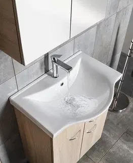 Kúpeľňa AQUALINE - KERAMIA FRESH umývadlová skrinka,1 zásuvka, 60,6x74x34cm, dub platin 50066