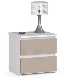 Nočné stolíky Dizajnový nočný stolík CALIN40, biely / capuccino lesk