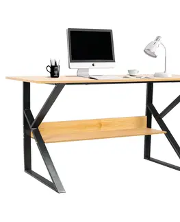 Písacie stoly Písací stôl s policou, buk/čierna, TARCAL 140