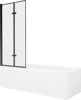 Sprchové dvere MEXEN/S - Vega obdĺžniková vaňa 150 x 70 cm s panelom + vaňová zástena 80 cm, čierna vzor 550115070X9208027070