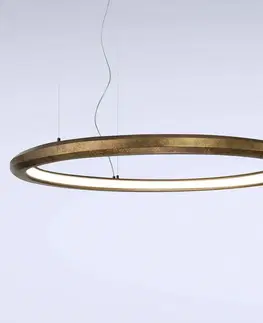 Závesné svietidlá Marchetti Závesné LED svietidlo Materica vnútri 120cm mosadz