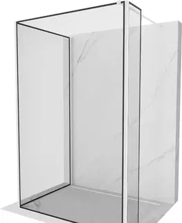Sprchové dvere MEXEN/S - Kyoto Sprchová zástena WALK-IN 90 x 90 x 30 cm, čierny vzor, biela 800-090-090-221-20-70-030