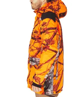 bundy a vesty Poľovnícka hrejivá nepremokavá bunda 500 maskovacia reflexná 500
