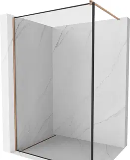 Sprchové dvere MEXEN/S - Kioto Sprchová zástena WALK-IN 50 x 200, čierny vzor 8 mm, meď kartáčovaná 800-050-101-65-70