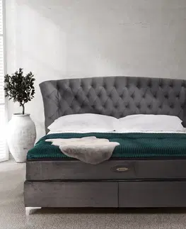 Postele Boxspringová posteľ 160x200, sivá, MERSIA