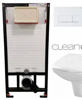 Záchody DEANTE Podstavný rám, pre závesné WC misy + SLIM tlačidlo bílé  + WC CERSANIT CLEANON CARINA + SEDADLO CST_WC01 A51P CA2