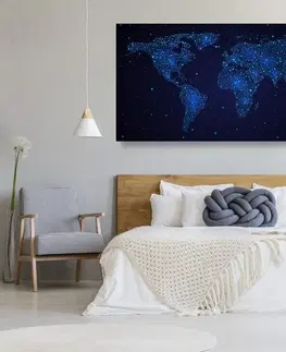 Obrazy na korku Obraz na korku mapa sveta s nočnou oblohou