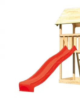 Detské záhradné domčeky Detský domček so šmýkačkou Dekorhome Červená