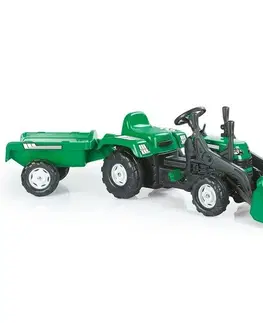Detské vozítka a príslušenstvo Dolu Šliapací traktor Ranchero s vlečkou a nakladačom, zelená