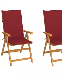 Zahradné stoličky Záhradná stolička 2 ks teak / látka Dekorhome Svetlozelená