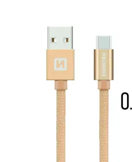 Dáta príslušenstvo Dátový kábel Swissten textilný s USB-C konektorom a podporou rýchlonabíjania, zlatý 71521104