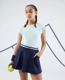 bedminton Dievčenská tenisová sukňa tmavomodrá