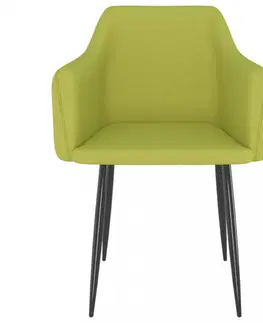 Jedálenské stoličky a kreslá Jedálenská stolička 2 ks látka / kov Dekorhome Svetlozelená