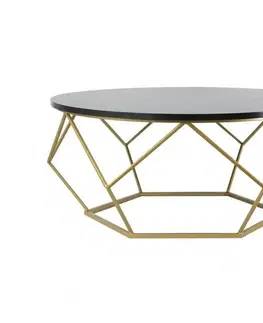 Konferenčné stoly HowHomely Konferenčný stolík DIAMOND 41,5x90 cm zlatá/čierna 