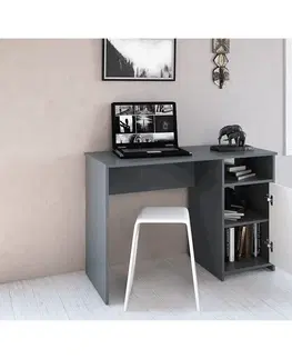 Písacie stoly PC stôl, grafit/biela, DEDE
