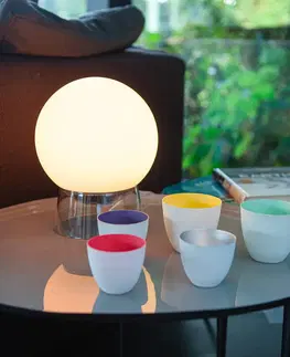 SmartHome stolové lampy LUTEC LED dekoratívna guľa Globe so zmenou farby RGBW, biela