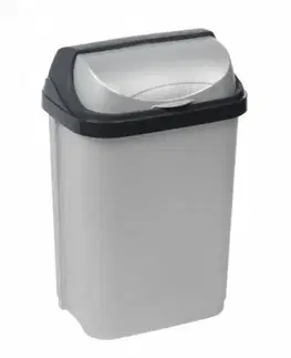Odpadkové koše Kinekus Kôš na odpad so zasúvacím vekom 10 l, plastový, ROLL TOP, sivý