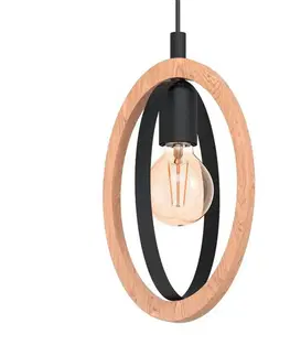 Závesné svietidlá EGLO Závesná lampa Basildon z dreva/ocele, 1-plameňová
