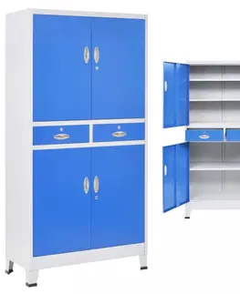 Kancelárske skrine Kancelárska skriňa sivá / modrá Dekorhome