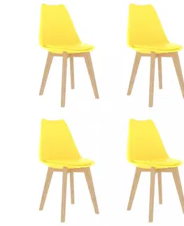Jedálenské stoličky a kreslá Jedálenská stolička 4 ks plast / umelá koža / buk Dekorhome Červená