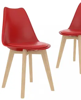 Jedálenské stoličky a kreslá Jedálenská stolička 2 ks plast / umelá koža / buk Dekorhome Modrá