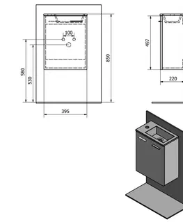 Kúpeľňový nábytok AQUALINE - ZOJA skrinka s umývadlom 40x22 cm, dub platin 51049DP-01