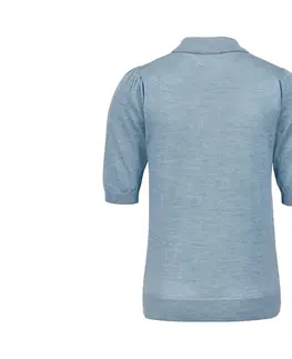 Shirts & Tops Pletená polokošeľa z vlny (merino), svetlomodrá