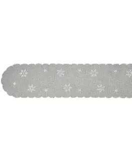 Obrusy Forbyt Vianočný obrus Vločky sivá, 35 x 160 cm