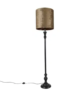 Stojace lampy Klasická stojaca lampa čierna s hnedým odtieňom 40 cm - Classico