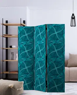 Paravány Paraván Geometric Turquoise Dekorhome 225x172 cm (5-dielny)