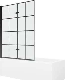 Sprchové dvere MEXEN/S - Cubik obdĺžniková vaňa 170 x 70 cm s panelom + vaňová zástena 120 cm, čierna vzor 550317070X9212027077