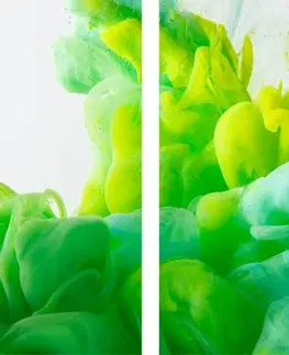 Abstraktné obrazy 5-dielny obraz atrament v zelenom odtieni