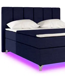 Postele NABBI Barino 180 čalúnená manželská posteľ s úložným priestorom tmavomodrá