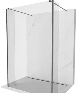 Sprchové dvere MEXEN/S - Kioto Sprchová zástena WALK-IN voľne stojaca 100 x 30 x 30 cm, transparent, kartáčováný grafit 800-100-030-222-66-00-030