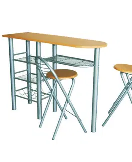 Jedálenské zostavy Komplet barový stôl + 2 stoličky, buk, 120x40 cm, BOXER
