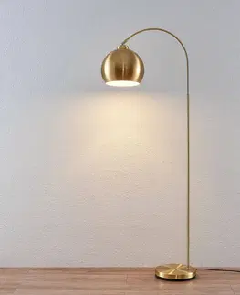 Stojacie lampy do obývačky Lindby Oblúková stojaca lampa Moisia v mosadzi