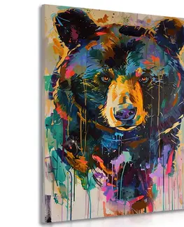 Obrazy zvierat Obraz medveď s imitáciou maľby