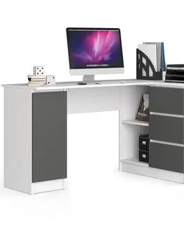 Písacie stoly Dizajnový písací stôl ROMAN155P, biely / grafit