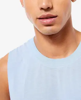 fitnes Pánske priedušné tielko na kruhový tréning slim s okrúhlym výstrihom modré