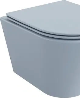 Záchody MEXEN - Rico Závesná WC misa Rimless vrátane sedátka s slow, Duroplast, šedomodrá mat 30724069