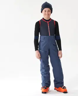 nohavice Detské lyžiarske nohavice FR900 s chrbtovým chráničom modré