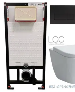 Záchody DEANTE Podstavný rám, pre závesné WC misy + SLIM tlačidlo černé + WC LAUFEN PRO LCC RIMLESS + SEDADLO CST_WC01 N51P LP2