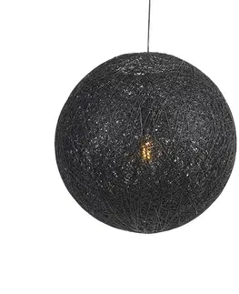 Zavesne lampy Vidiecka závesná lampa čierna 60 cm - Corda