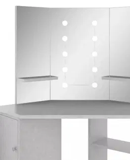 Toaletné Rohový toaletný stolík s LED Dekorhome Dub