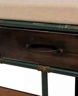 Lavice a stoličky Úložná lavice hnedá / krémová / čierna Dekorhome